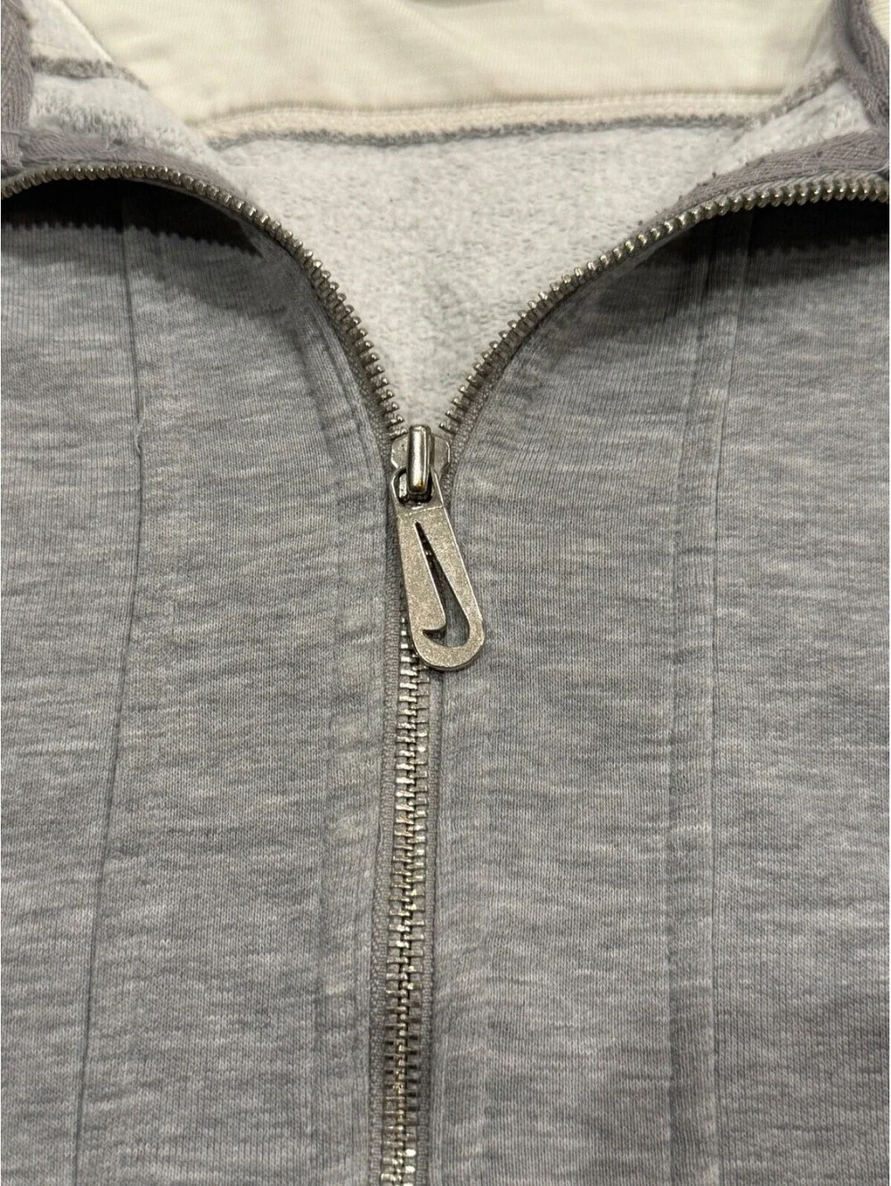 Vintage Nike Jacket Mens L Gray Full Zip Swoosh Logo Front Back 90s Zip Pockets